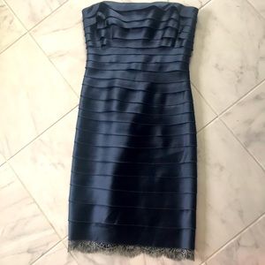 Navy satin party dress